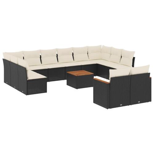 Sofasæt til haven 13 dele med hynder polyrattan sort