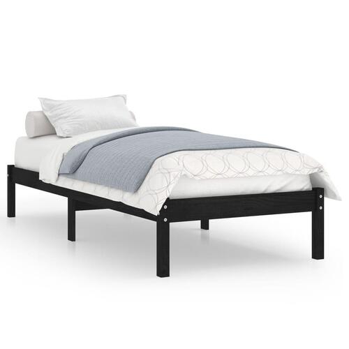 Sengeramme 90x190 cm Single massivt træ sort