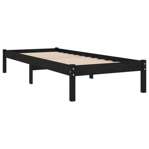 Sengeramme 90x190 cm Single massivt træ sort