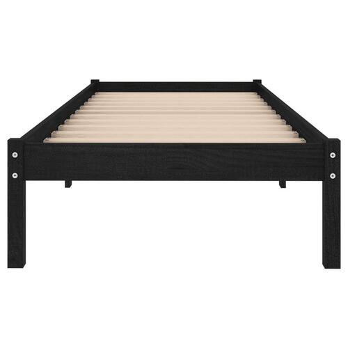 Sengeramme 90x190 cm Single massivt træ sort