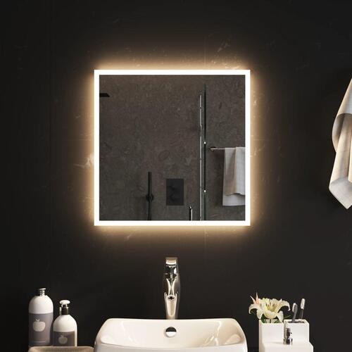 Badeværelsesspejl med LED-lys 50x50 cm