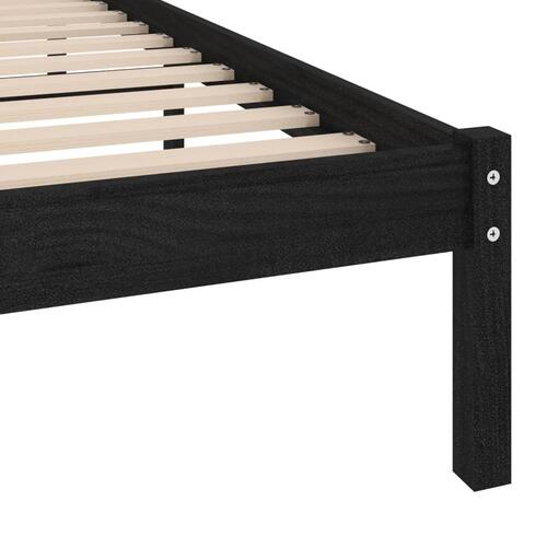 Sengeramme 90x190 cm Single massivt træ sort