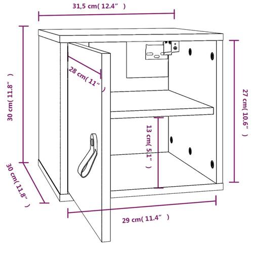 Vægskabe 2 stk. 31,5x30x30 cm massivt fyrretræ sort