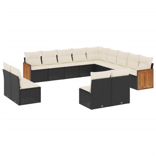 Sofasæt til haven 13 dele med hynder polyrattan sort