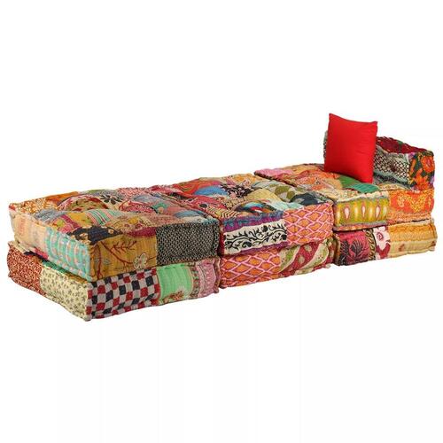 3-personers modulpuf stof patchwork
