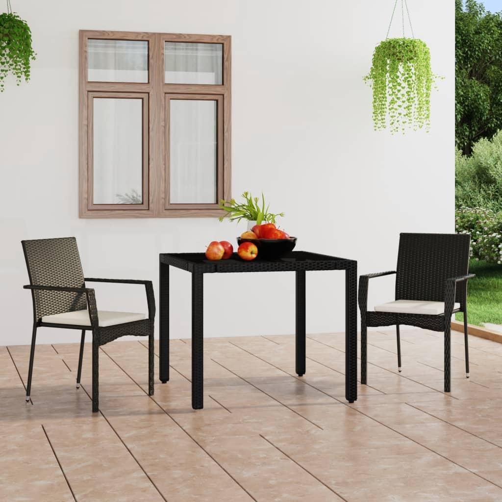 Havestole med hynder 2 stk. polyrattan sort