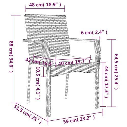 Havestole med hynder 2 stk. polyrattan sort