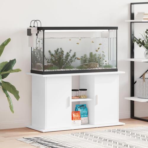 Akvariebord 101x41x58 cm konstrueret træ hvid