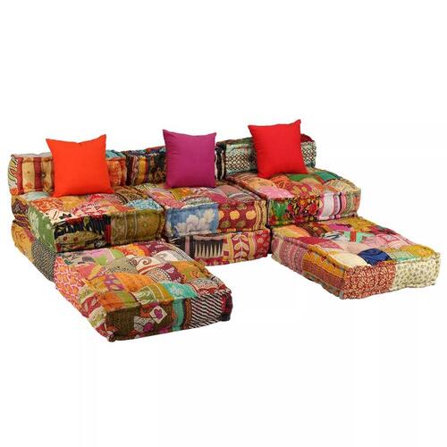 3-personers modulpuf stof patchwork