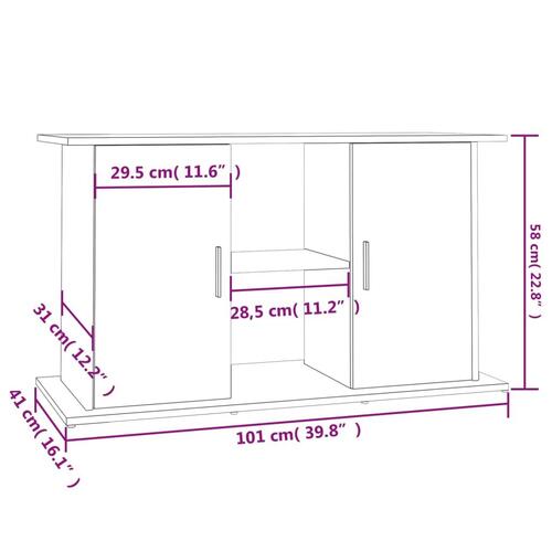 Akvariebord 101x41x58 cm konstrueret træ hvid
