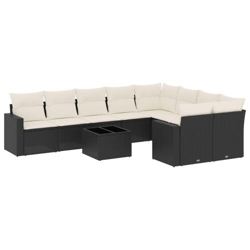 Sofasæt til haven 10 dele med hynder polyrattan sort