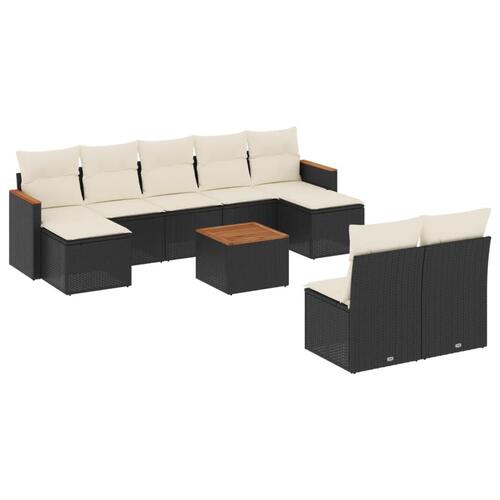 Sofasæt til haven 10 dele med hynder polyrattan sort