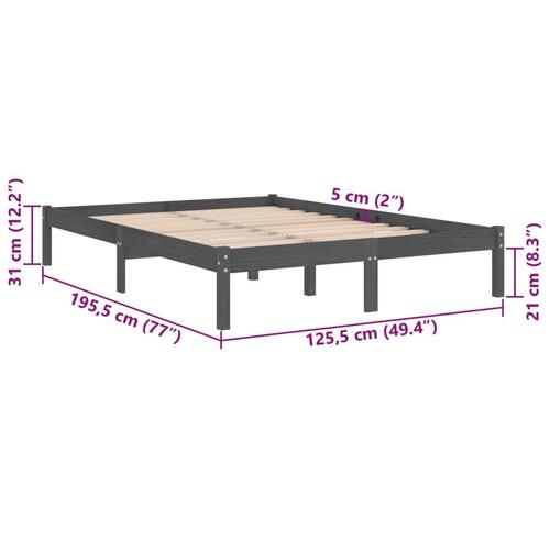 Sengeramme 120x190 cm Small Double massivt træ grå