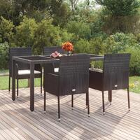 Havestole med hynder 4 stk. polyrattan sort