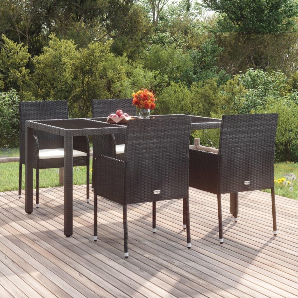 Havestole med hynder 4 stk. polyrattan sort
