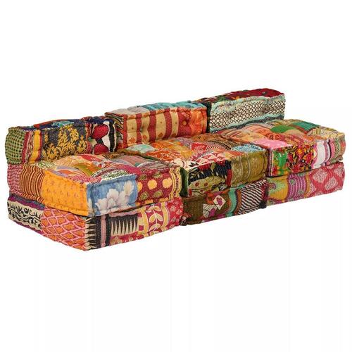 3-personers modulpuf stof patchwork