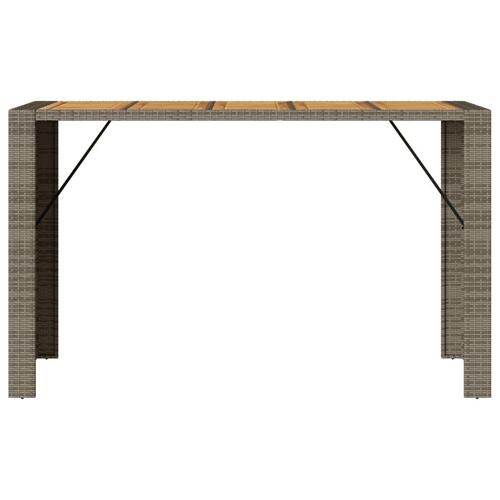 Barbord til haven 185x80x110 cm akacietop polyrattan grå