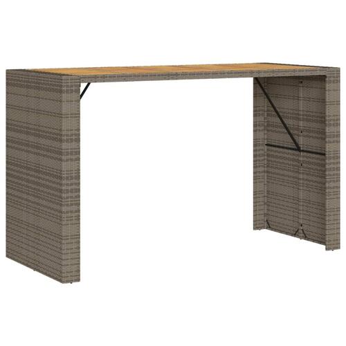 Barbord til haven 185x80x110 cm akacietop polyrattan grå