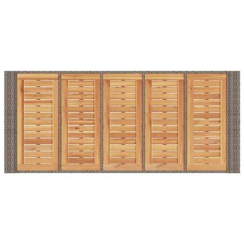 Barbord til haven 185x80x110 cm akacietop polyrattan grå