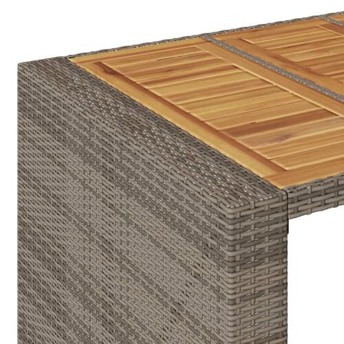Barbord til haven 185x80x110 cm akacietop polyrattan grå