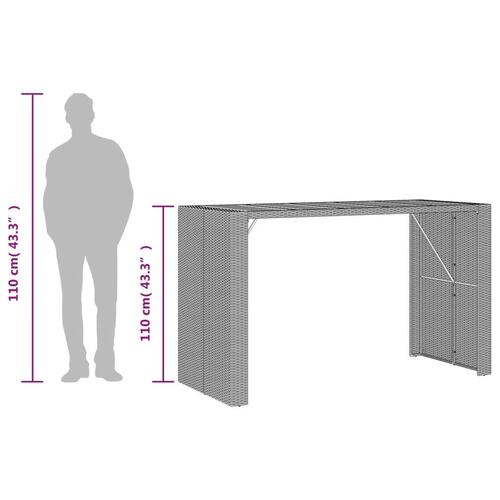 Barbord til haven 185x80x110 cm akacietop polyrattan grå