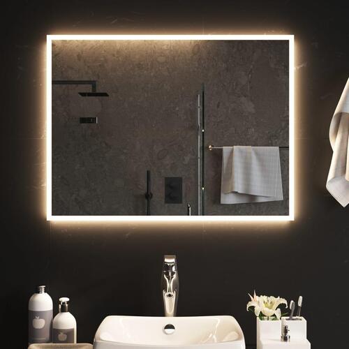 Badeværelsesspejl med LED-lys 80x60 cm