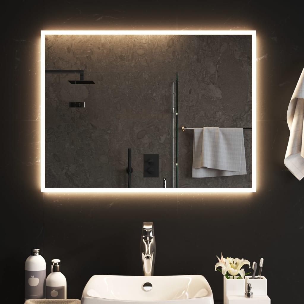 Badeværelsesspejl med LED-lys 80x60 cm