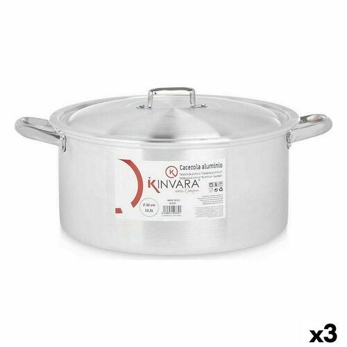 Gryde Med Låg Sølvfarvet Aluminium 12,5 L (3 enheder)