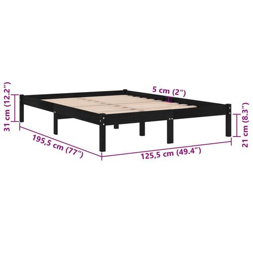 Sengeramme 120x190 cm Small Double massivt træ sort