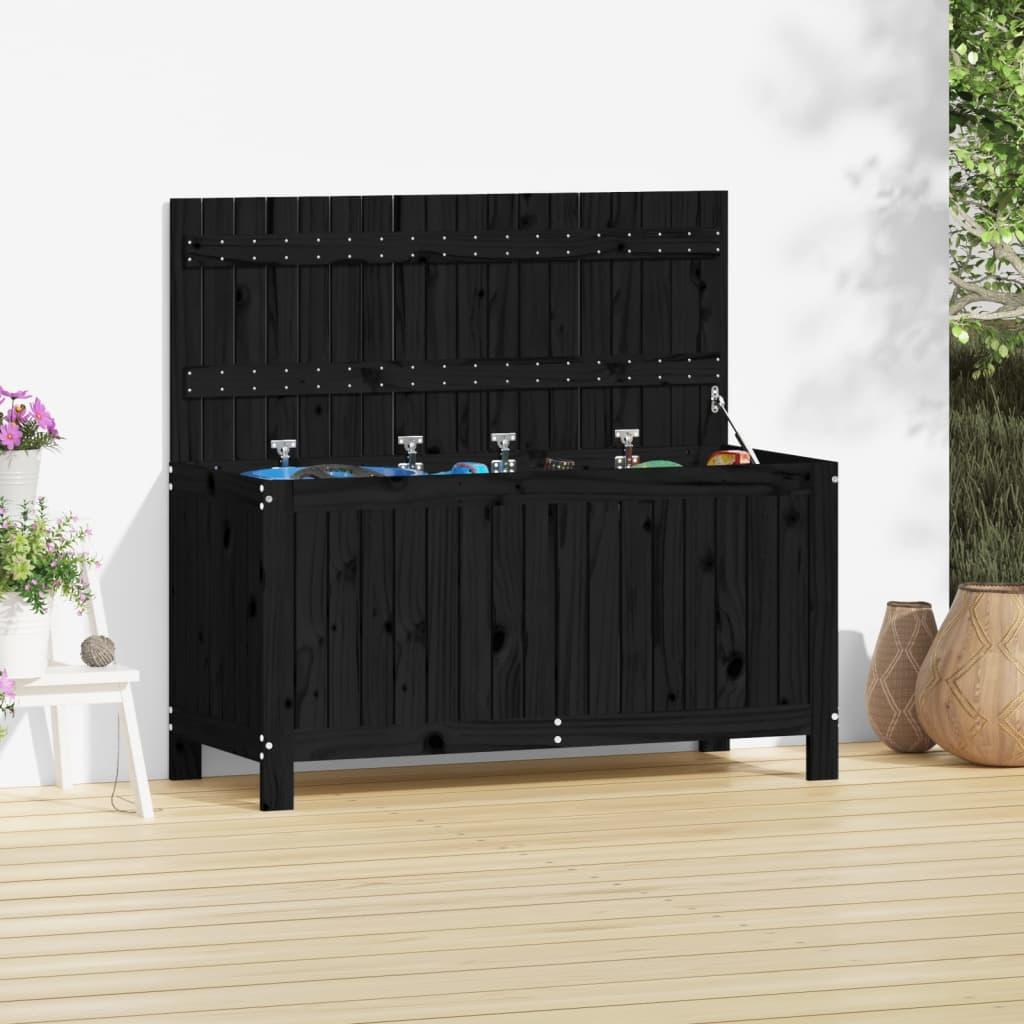 Opbevaringskasse til haven 115x49x60 cm massivt fyrretræ sort