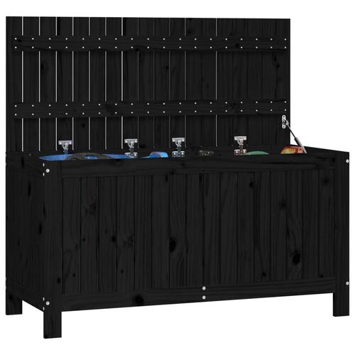 Opbevaringskasse til haven 115x49x60 cm massivt fyrretræ sort