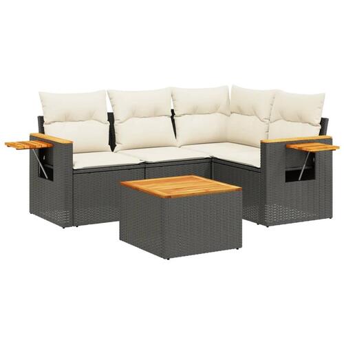 Sofasæt til haven 5 dele med hynder polyrattan sort
