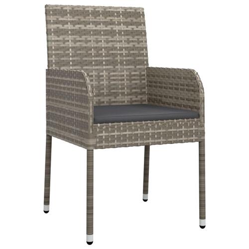 Havestole med hynder 4 stk. polyrattan grå