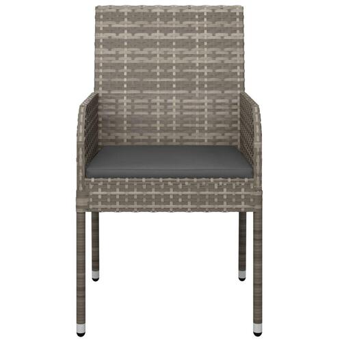Havestole med hynder 4 stk. polyrattan grå