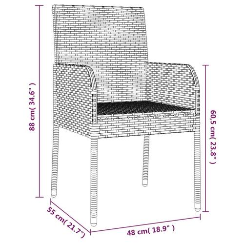 Havestole med hynder 4 stk. polyrattan grå
