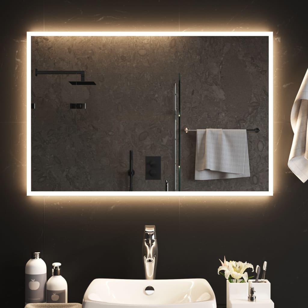 Badeværelsesspejl med LED-lys 90x60 cm