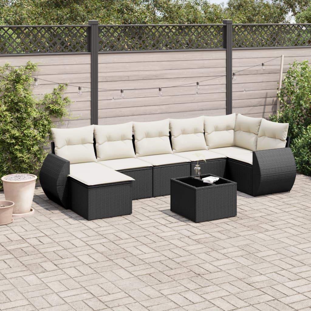 Sofasæt til haven 7 dele med hynder polyrattan sort