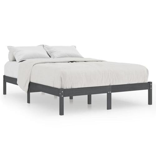 Sengeramme 135x190 cm Double massivt fyrretræ grå