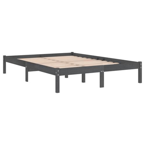 Sengeramme 135x190 cm Double massivt fyrretræ grå
