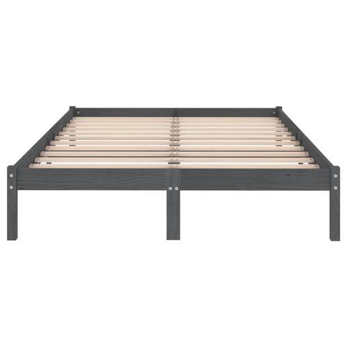 Sengeramme 135x190 cm Double massivt fyrretræ grå