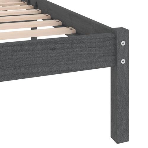 Sengeramme 135x190 cm Double massivt fyrretræ grå