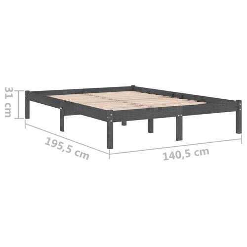 Sengeramme 135x190 cm Double massivt fyrretræ grå