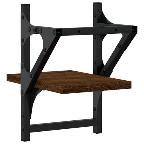 Væghylder med stænger 2 stk. 20x25x30 cm brun egetræsfarve