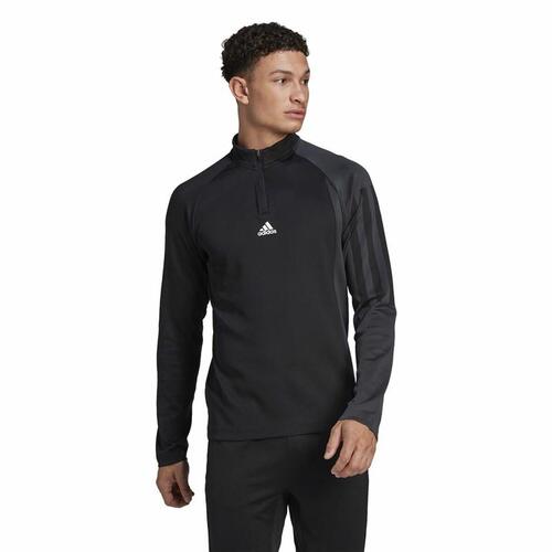 Langærmet T-shirt til Mænd Adidas 1/4-Zip Sort XL