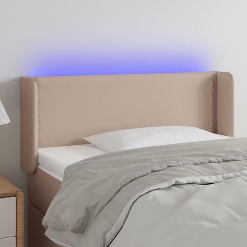 Sengegavl med LED-lys 93x16x78/88cm kunstlæder cappuccinofarvet