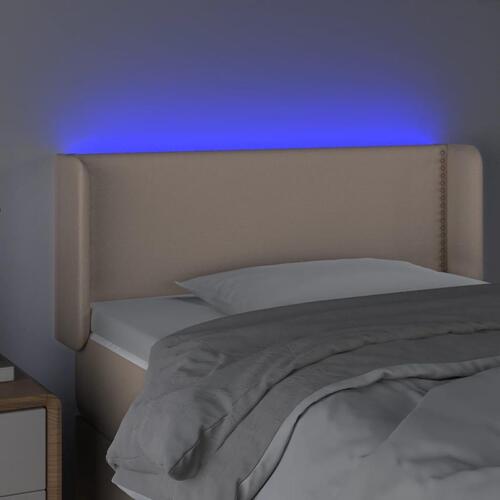 Sengegavl med LED-lys 93x16x78/88cm kunstlæder cappuccinofarvet