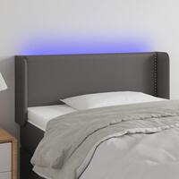 Sengegavl med LED-lys 103x16x78/88 cm kunstlæder grå