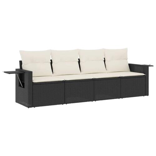 Sofasæt til haven 4 dele med hynder polyrattan sort