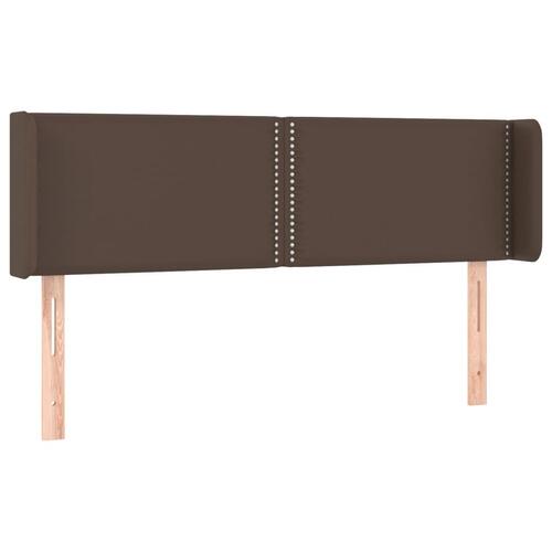 Sengegavl med LED-lys 147x16x78/88 cm kunstlæder brun