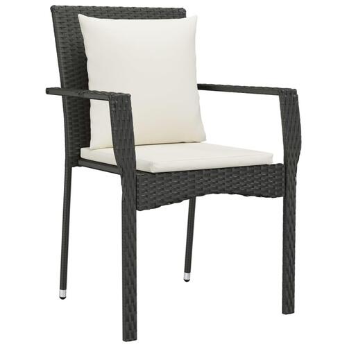 Havestole med hynder 2 stk. polyrattan sort